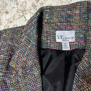 Tog Shop Women 16P Rainbow Woven Cotton Silk Shell Btn Maximal Suit Jacket Fall